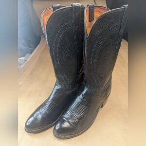 Lucchese Boots men's size 8EE black leather classic Western cowboy boots. Great
